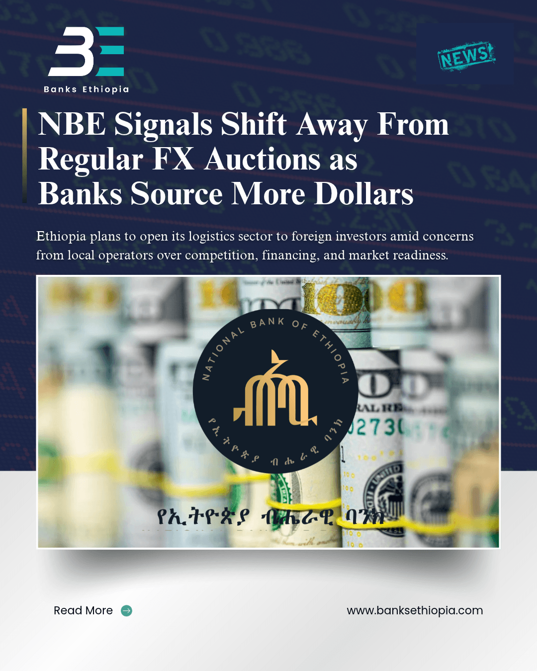 NBE Signals Shift Away From Regular FX Auctions as Banks Source More Dollars