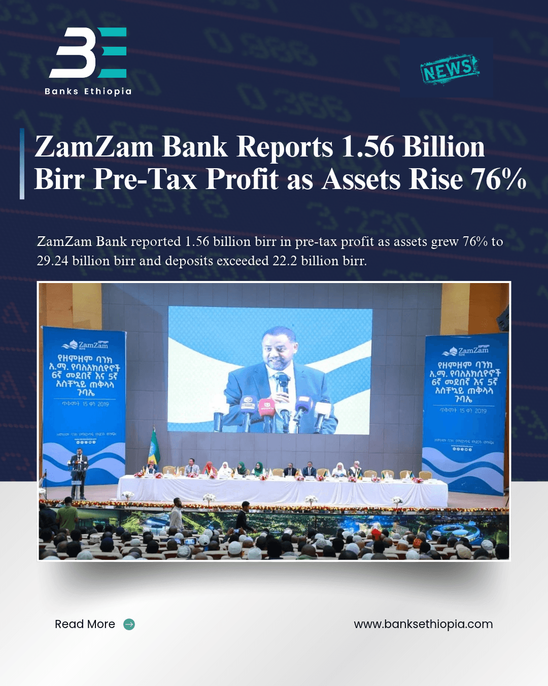 ZamZam Bank Reports 1.56 Billion Birr Pre-Tax Profit as Assets Rise 76%